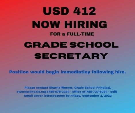 Hoxie Community Schools USD 412 - PreK-6/Grade School Secretary